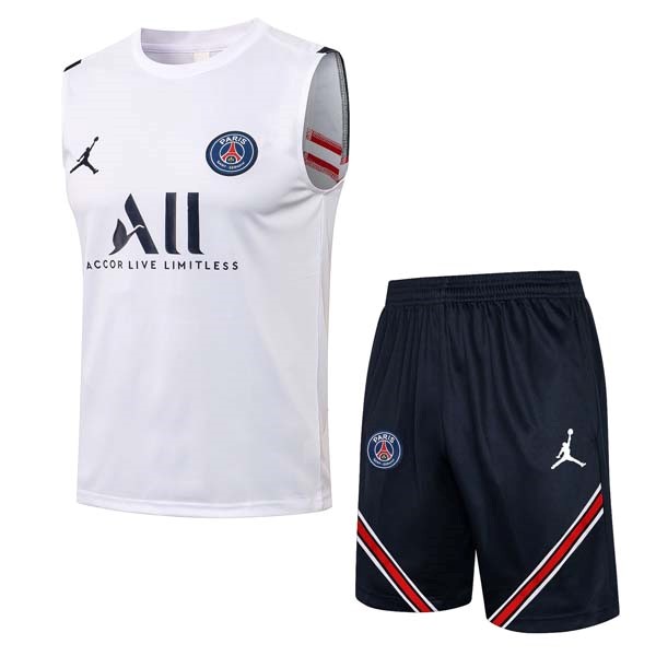 Trikot Paris Saint Germain Ärmellos Anzüge 2022 Weiß Günstige Fußballtrikots